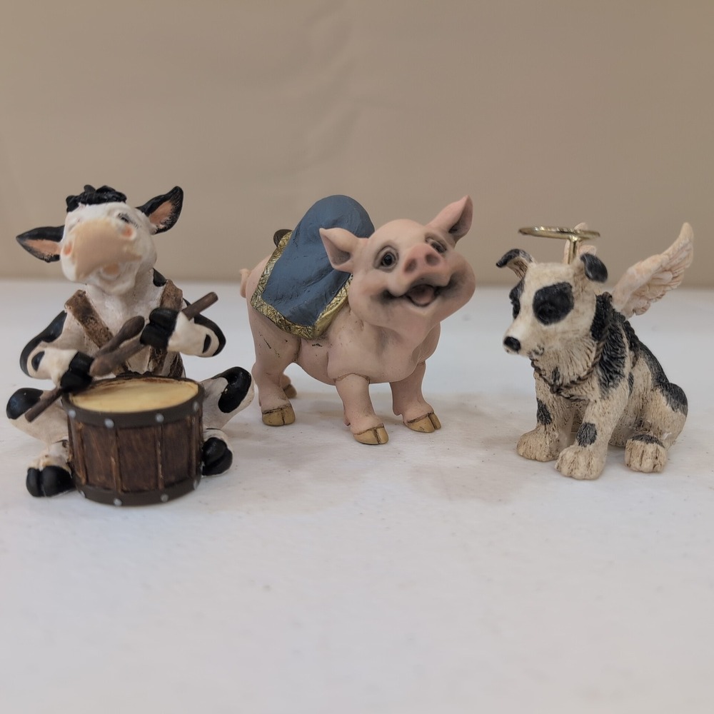 Montana Silversmiths Barnitivity 3pc Set Animal‎ Figurines Cow Pig Dog New